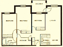 3 bedroom floor plan 1